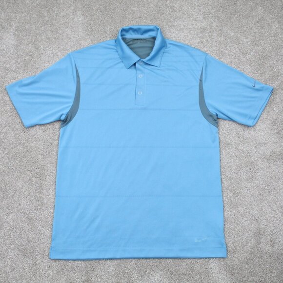 Nike Golf Polo Shirt Adult Small Blue FitDry Short Sleeve Polyester Pullover - Picture 1 of 13